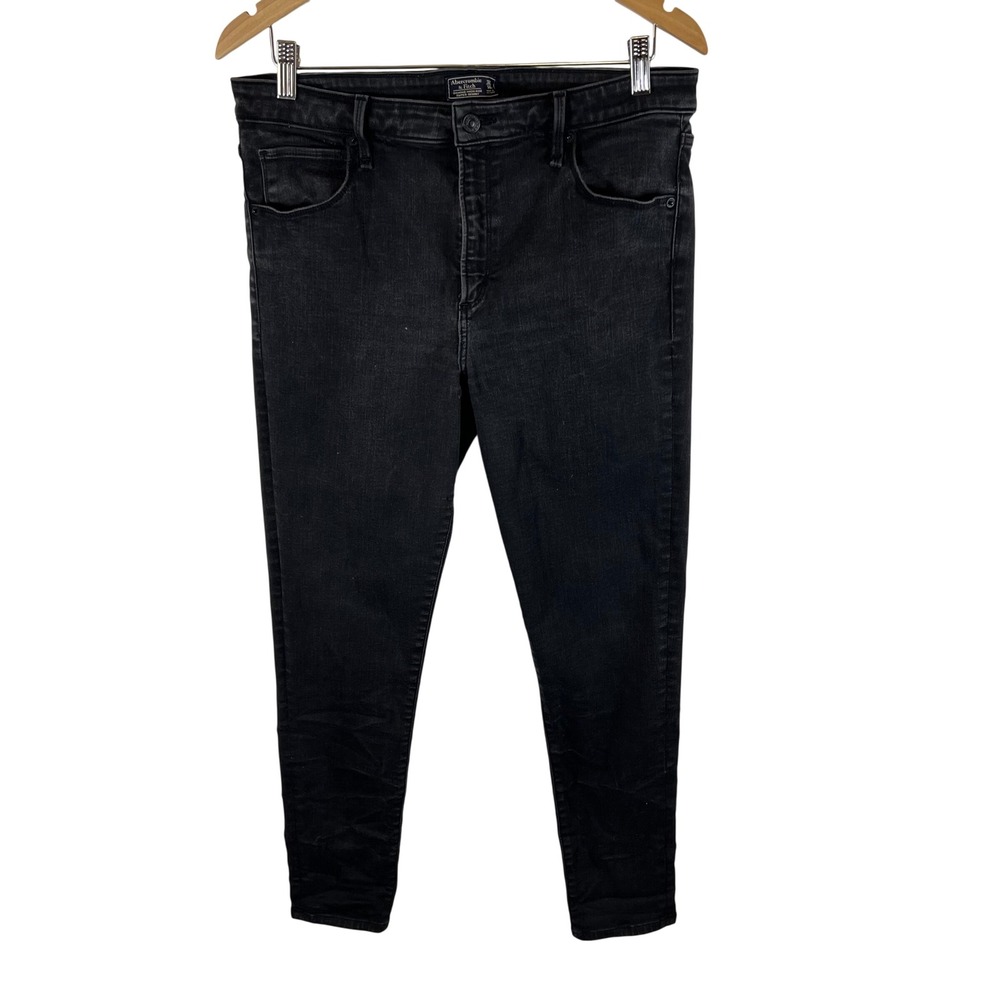 Abercrombie & Fitch Simone High Rise Super Skinny Jeans Black Faded Women 32 14R